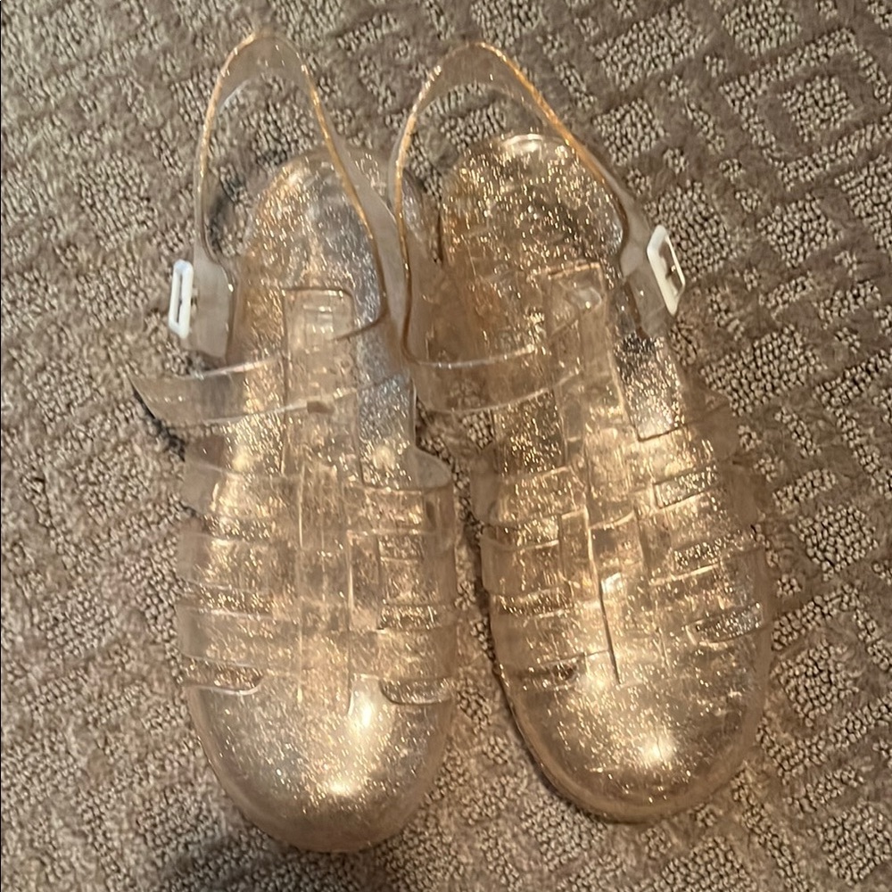 Jelly Beans Cream and Silver Sandals Slip-On Style